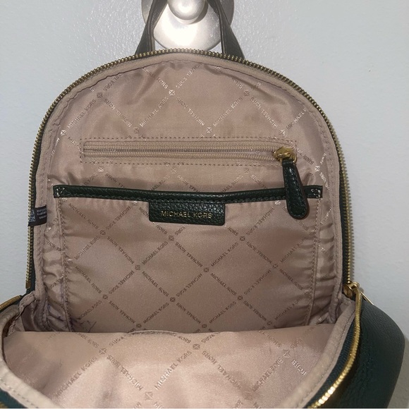 Mk Michael Kors Bags Backpack Dark Green Forest Hunter Fall Purse Leather Medium - Picture 4 of 4